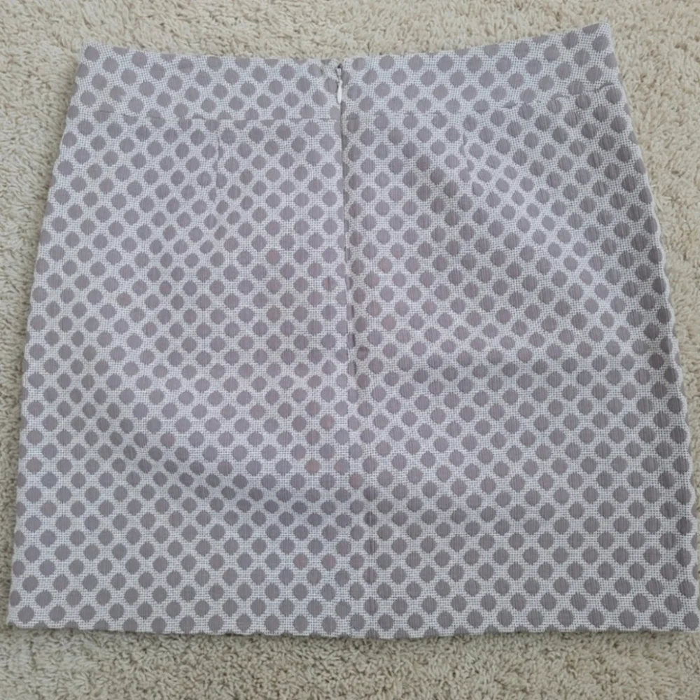 LOFT Petites 8P Polka Dot Mini Skirt Tan Brown Cream Lined Academia Preppy